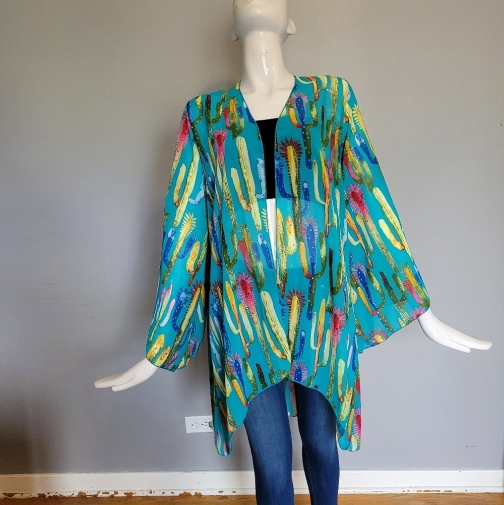 Lucky and Blessed Cactus Print Kimono, VGUC, Size M